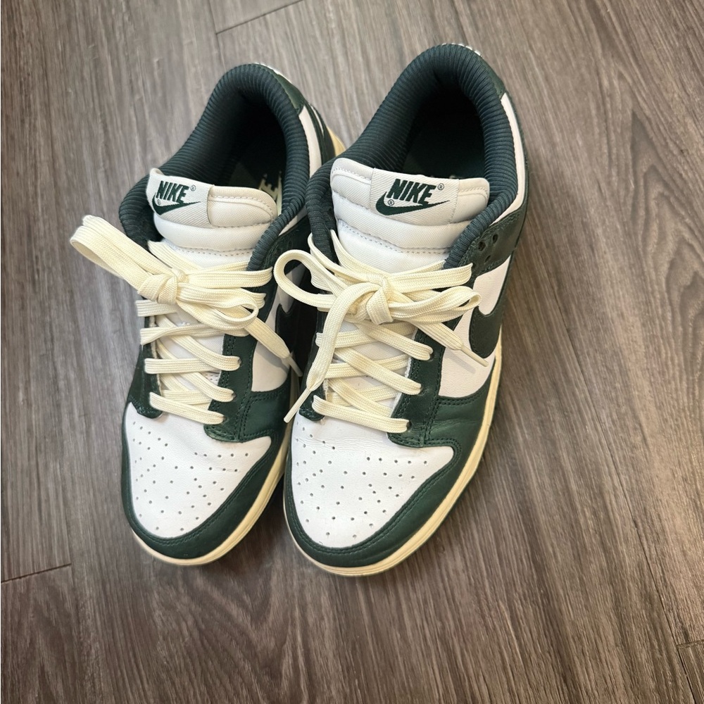 Nike Forest Green and White Dunk Low